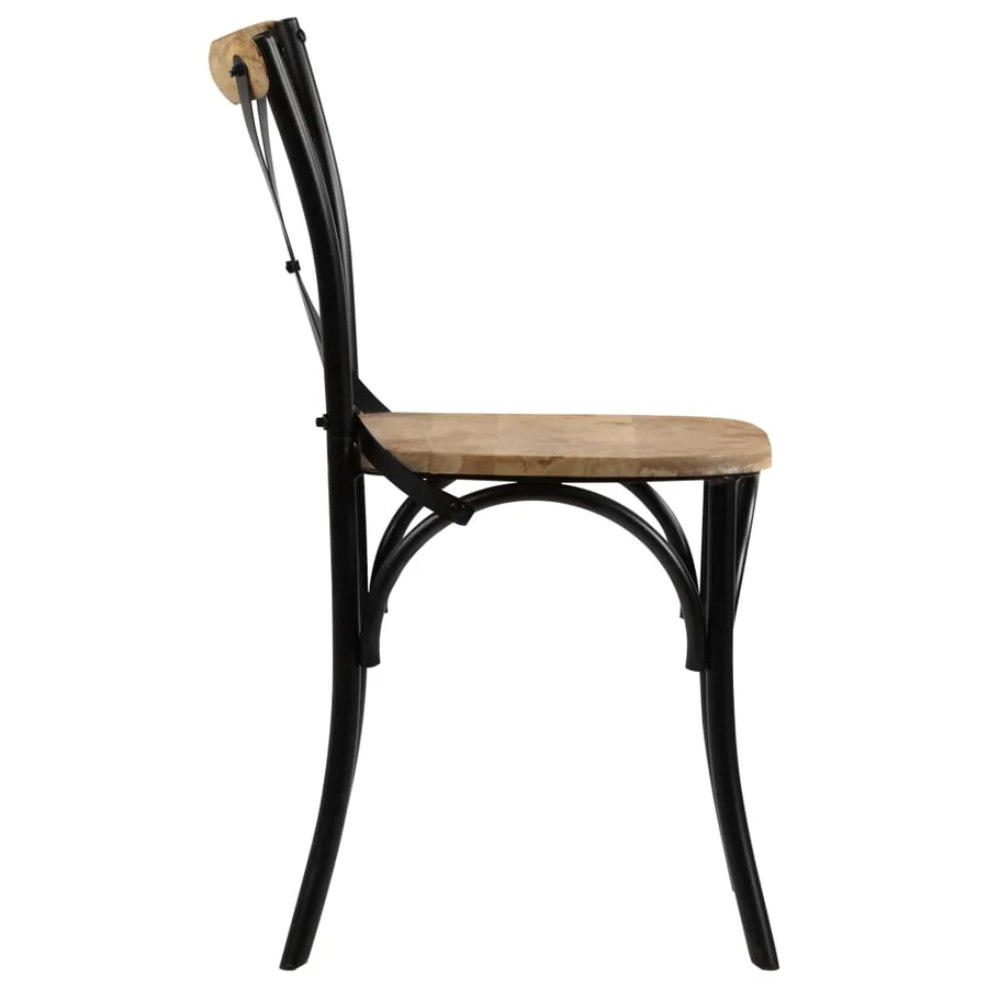 Chaises à dossier croisé lot de 6 noir bois de manguier massif - 5