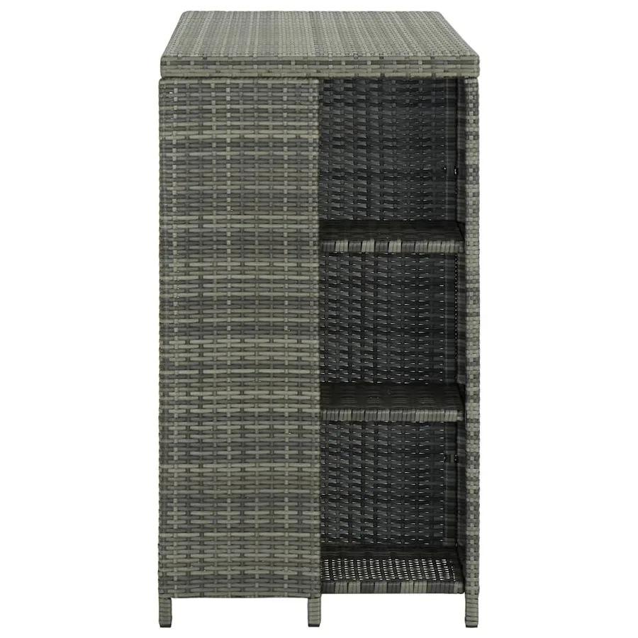Table de bar avec rangement Gris 120x60x110 cm Résine tressée - 3