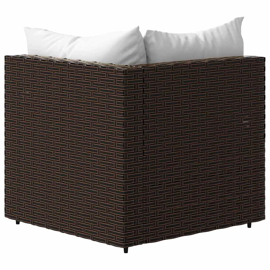 Canapés d'angle de jardin et coussins2pcs marron résine tressée - 6