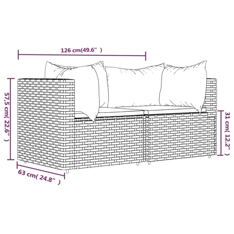 Canapés d'angle de jardin et coussins2pcs marron résine tressée - 9