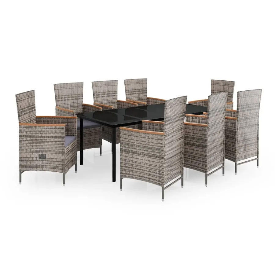Ensemble à manger de jardin avec coussins 9 pcs Gris - 2