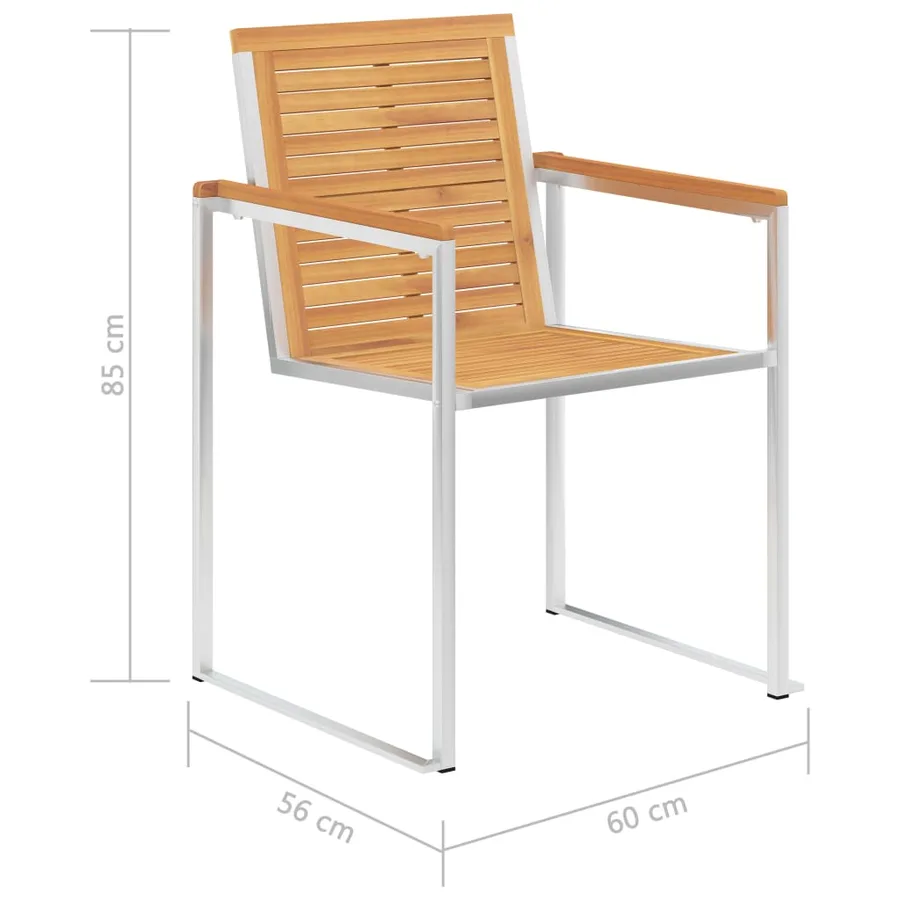Chaises de jardin avec coussins lot de 2 Teck solide et acier - 11