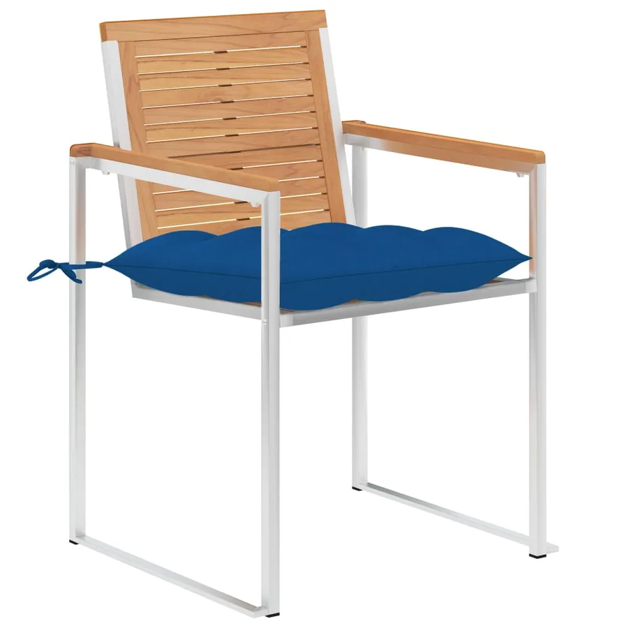 Chaises de jardin avec coussins lot de 2 Teck solide et acier - 3