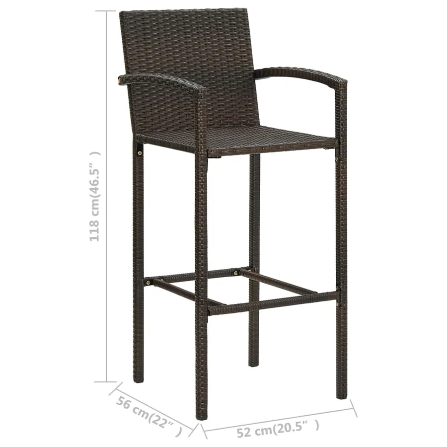 Ensemble de bar d'extérieur 5 pcs accoudoir Poly rotin Marron - 11