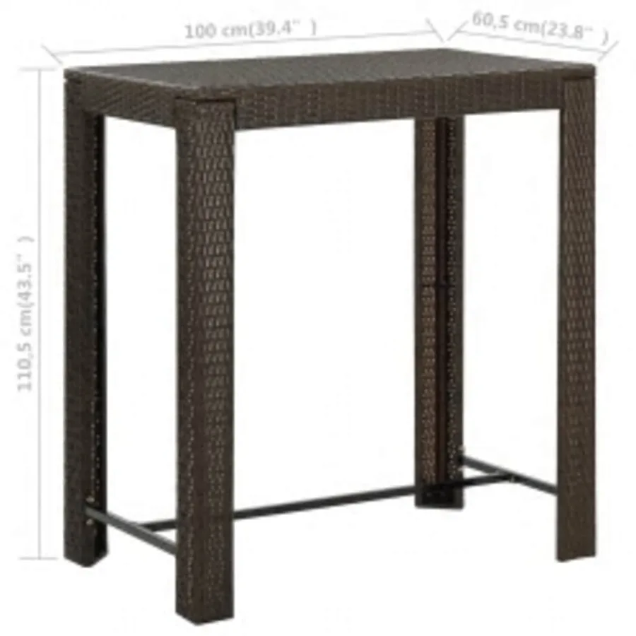 Ensemble de bar d'extérieur 5 pcs accoudoir Poly rotin Marron - 12