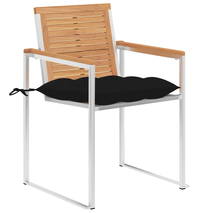Chaises de jardin lot de 8 avec coussins Bois de teck massif - 2