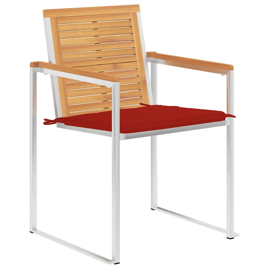 Chaises de jardin avec coussins lot de 2 Teck solide et acier - 3