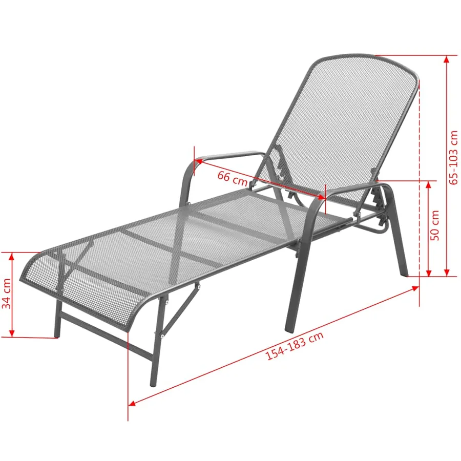 Chaises longues lot de 2 avec table Acier Anthracite - 12