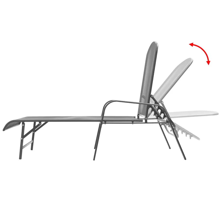 Chaises longues lot de 2 avec table Acier Anthracite - 2