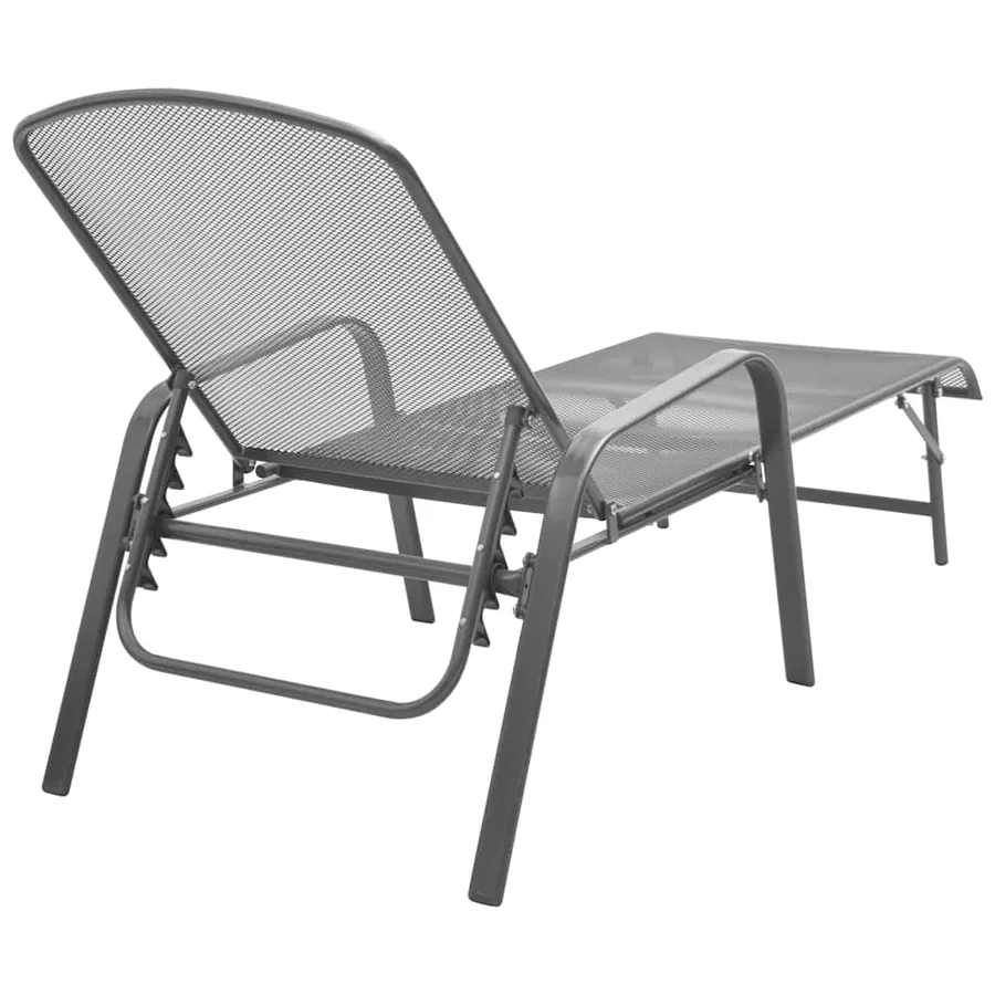 Chaises longues lot de 2 avec table Acier Anthracite - 5