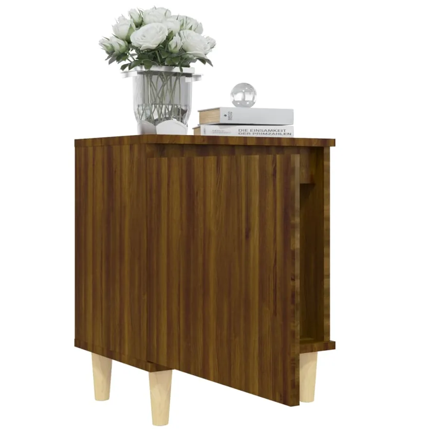Table de chevet avec pieds en bois Chêne marron 40x30x50 cm - 6