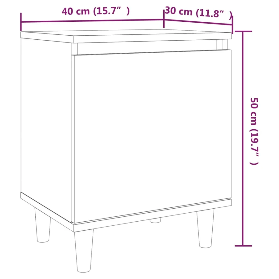 Table de chevet avec pieds en bois Chêne marron 40x30x50 cm - 8