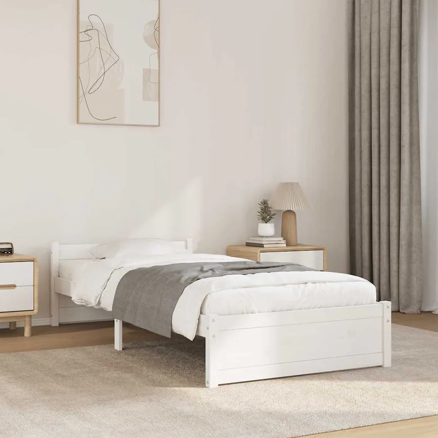 Cadre de lit sans matelas blanc bois massif 90x200 cm