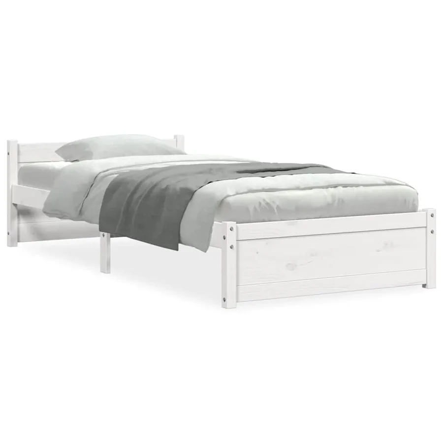 Cadre de lit sans matelas blanc bois massif 90x200 cm - 2