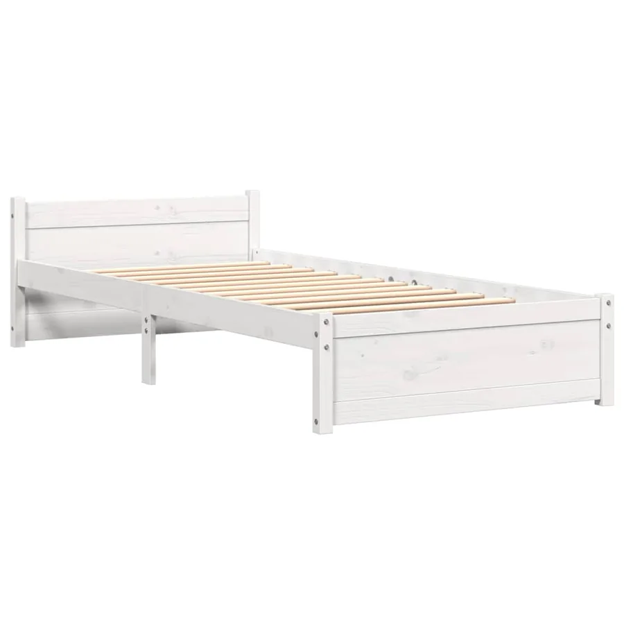 Cadre de lit sans matelas blanc bois massif 90x200 cm - 3