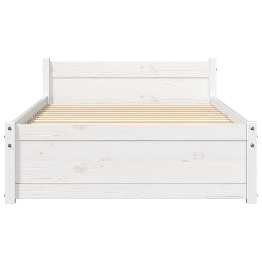 Cadre de lit sans matelas blanc bois massif 90x200 cm - 4
