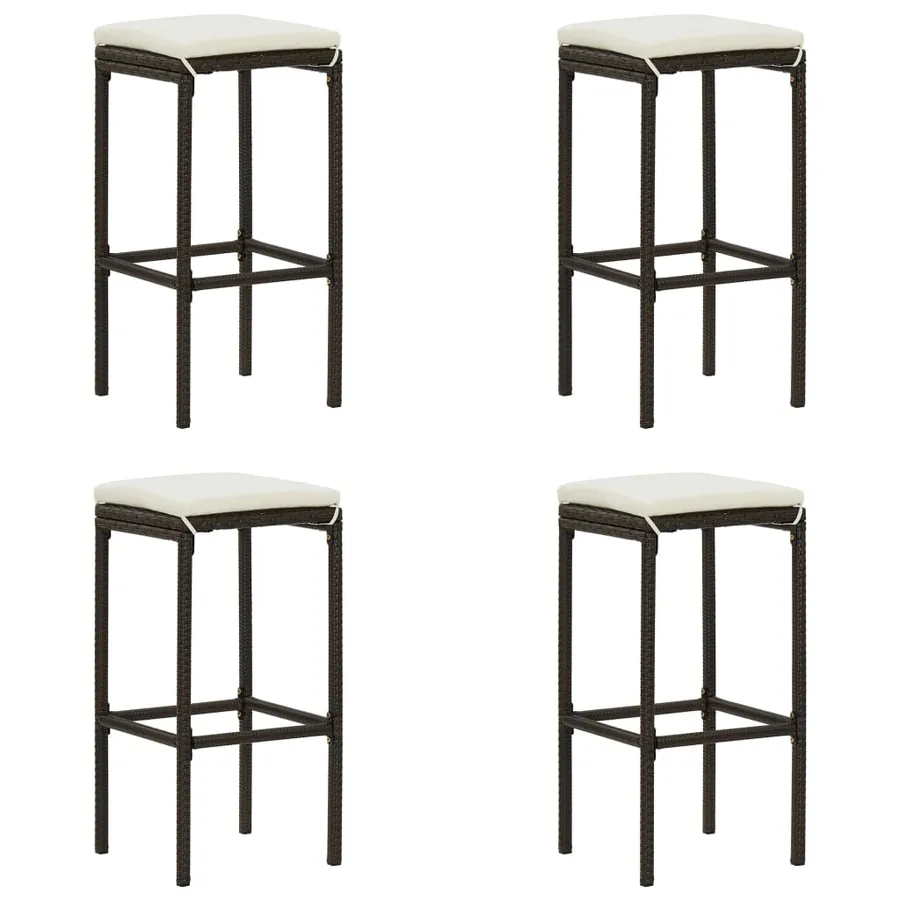 Meuble de bar de jardin 5 pcs et coussins Résine tressée Marron - 3