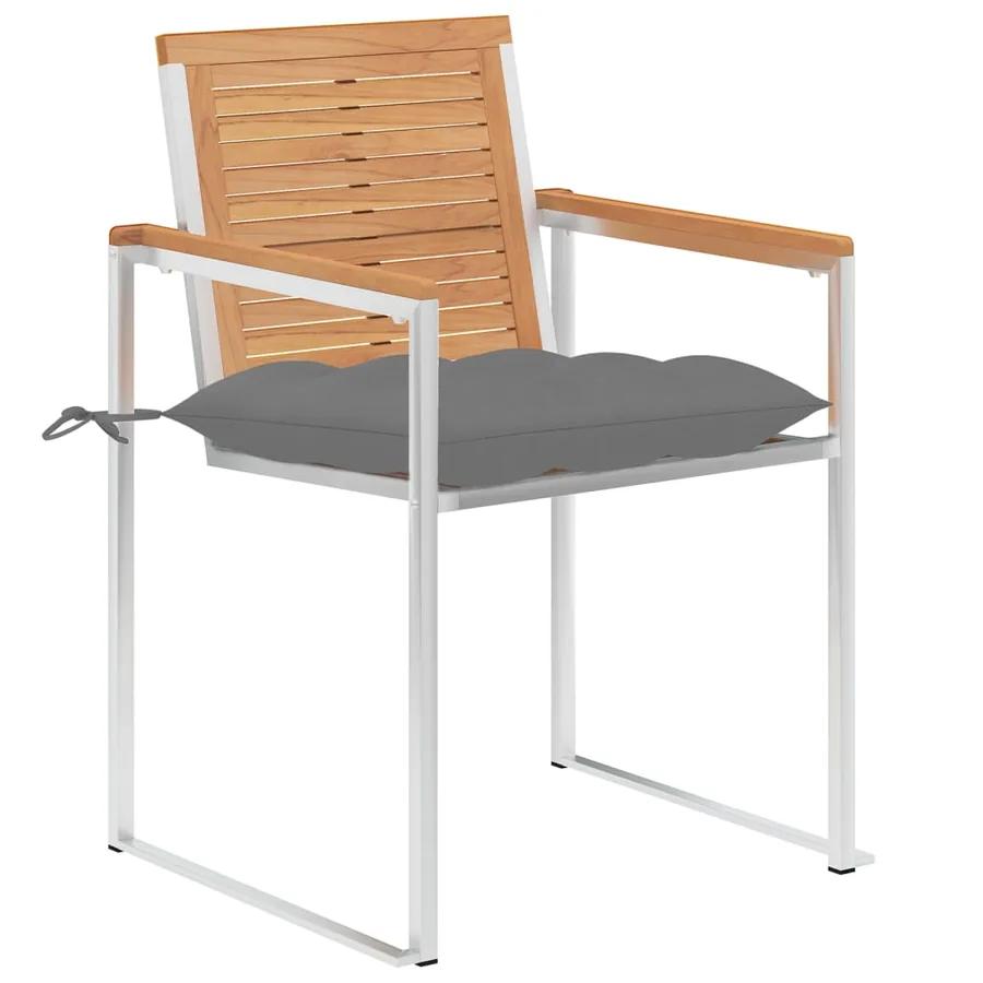 Chaises de jardin lot de 6 avec coussins Bois de teck massif - 2