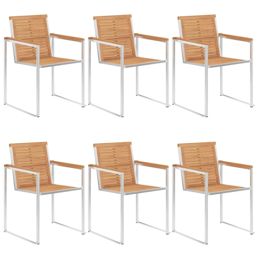 Chaises de jardin lot de 6 avec coussins Bois de teck massif - 3