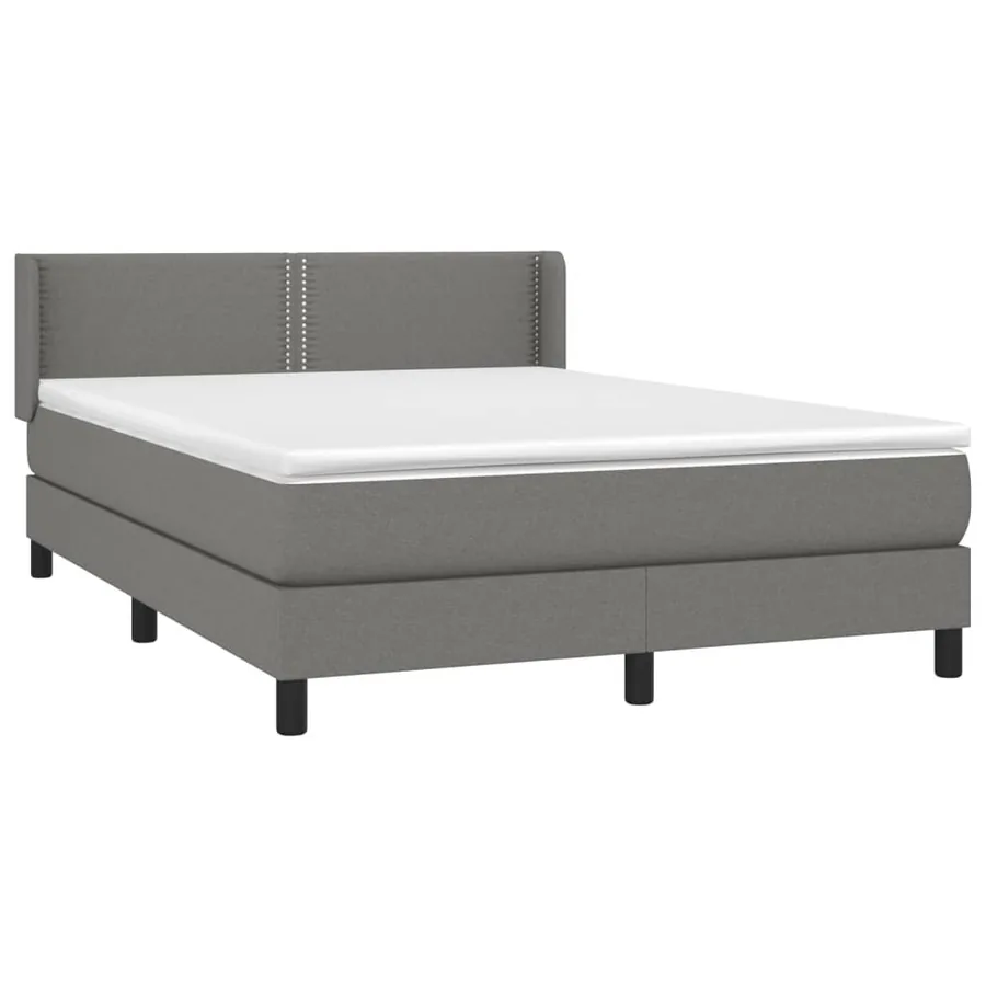 Sommier à lattes de lit avec matelas Gris foncé 140x190cm Tissu - 3