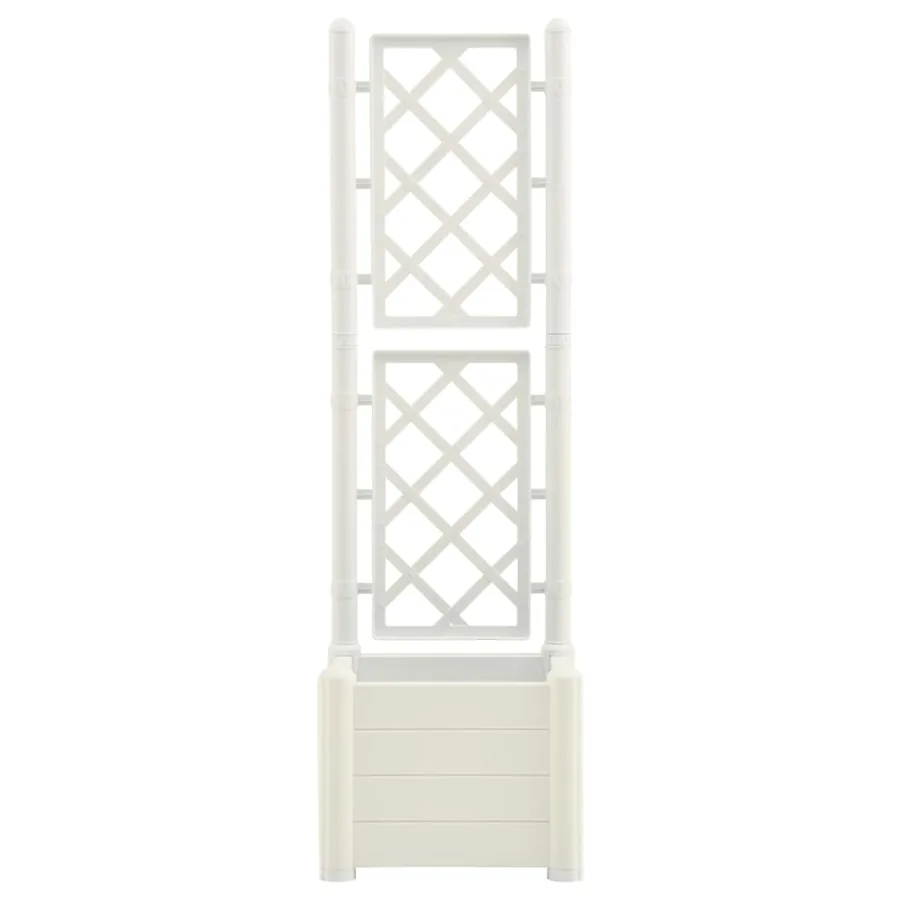 Jardinière avec treillis 43x43x142 cm PP Blanc - 3