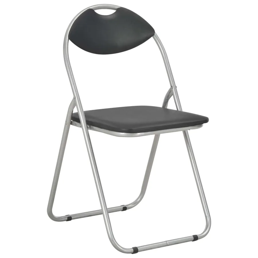 Chaises pliantes à manger lot de 4 noir similicuir - 2