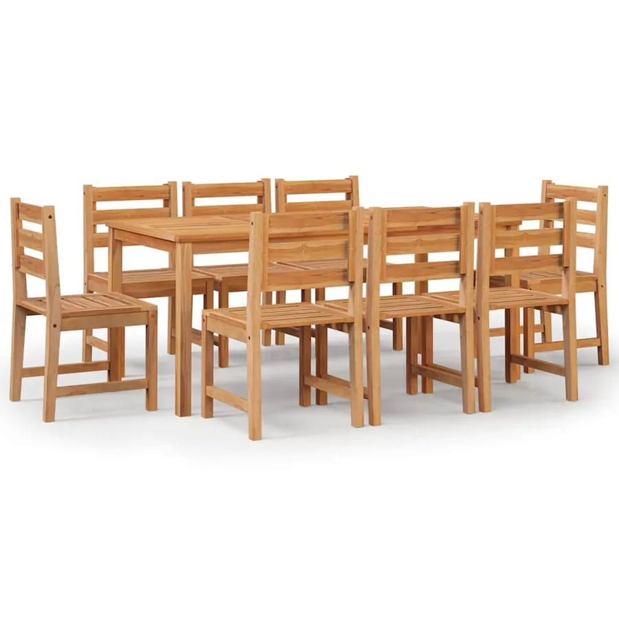 Ensemble à manger de jardin 9 pcs Bois de teck solide - 2