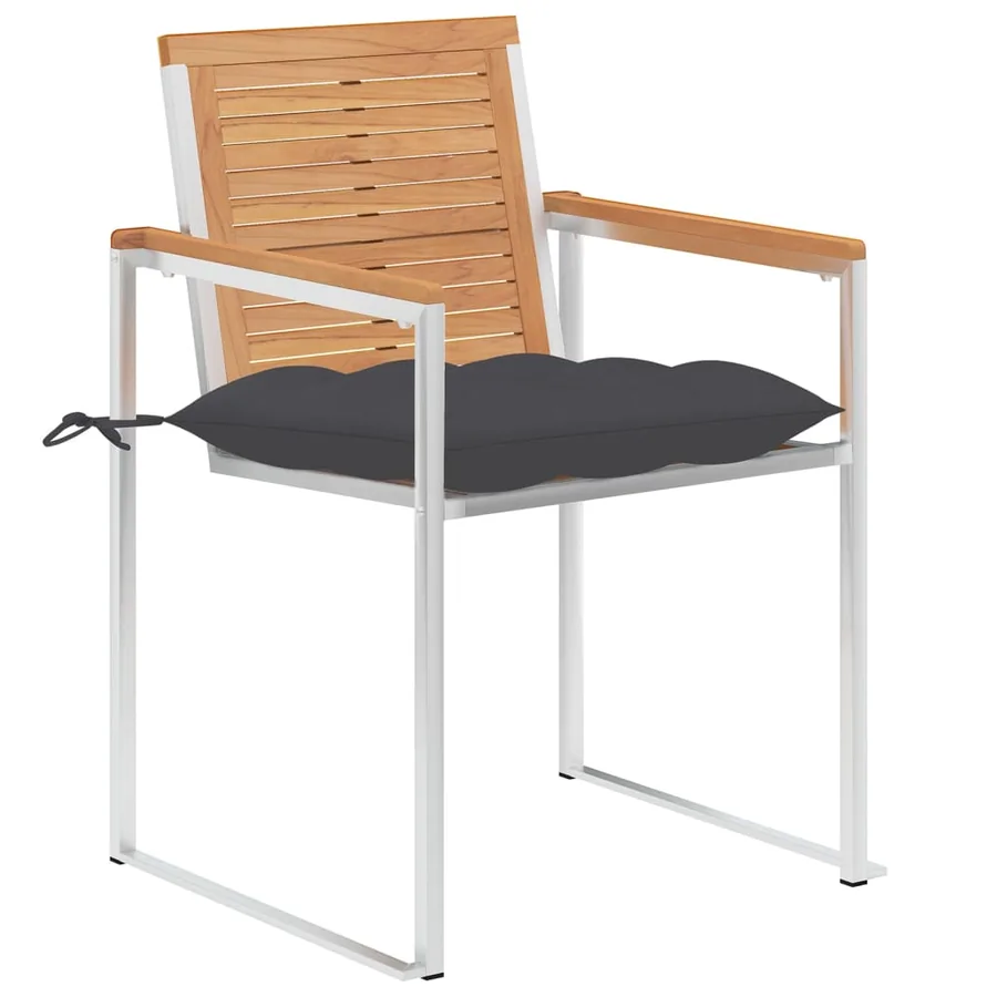 Chaises de jardin lot de 4 avec coussins Bois de teck massif - 2