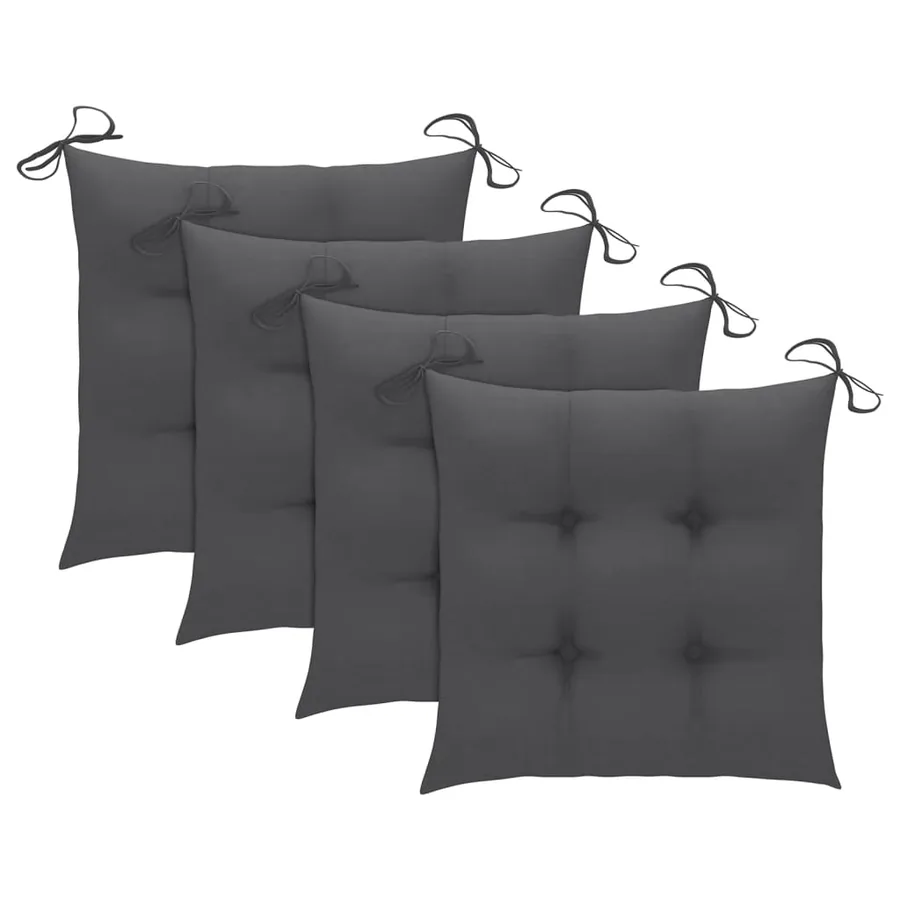 Chaises de jardin lot de 4 avec coussins Bois de teck massif - 7