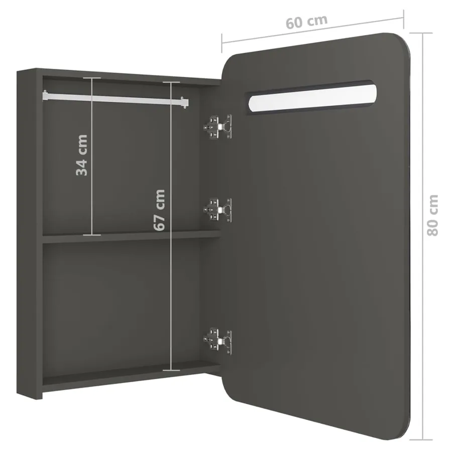 Armoire de salle de bain à miroir LED anthracite 60x11x80 cm - 7