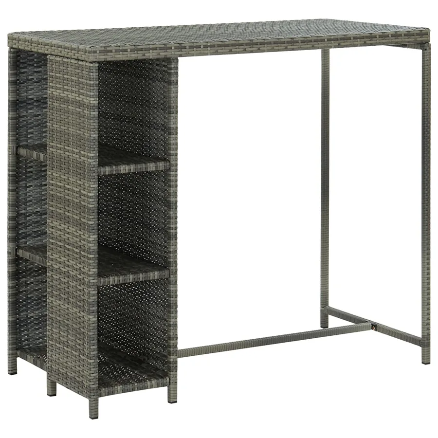 Ensemble de bar de jardin 5 pcs et coussins Résine tressée Gris - 2