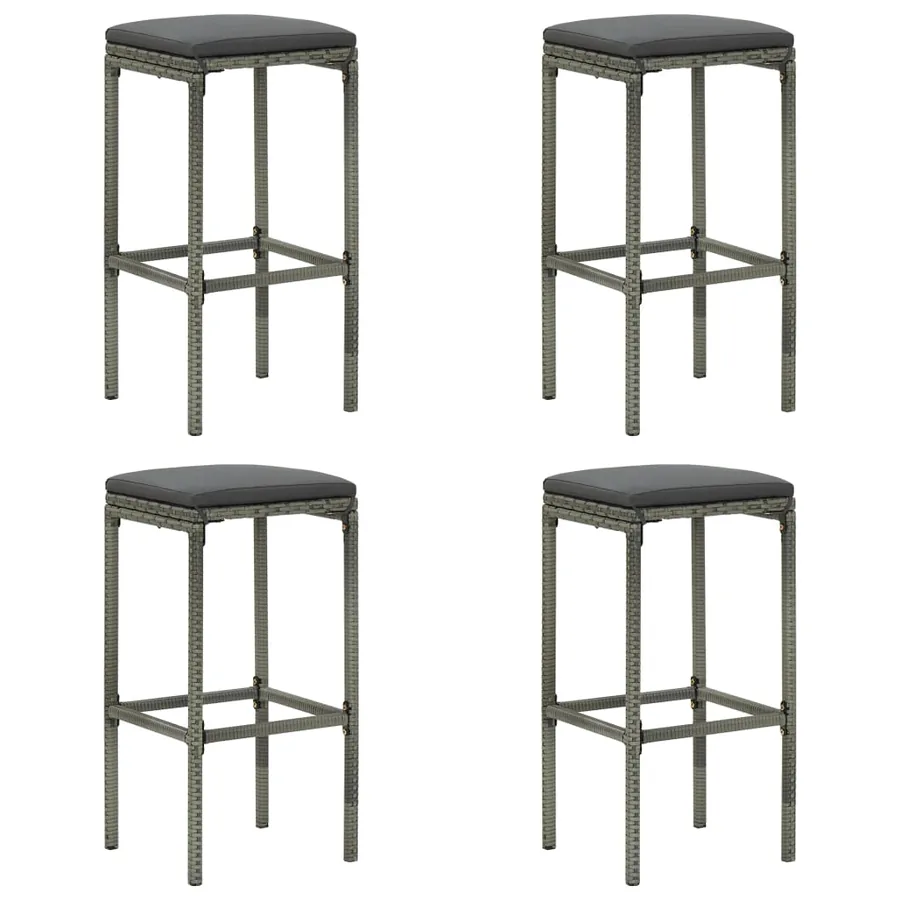 Ensemble de bar de jardin 5 pcs et coussins Résine tressée Gris - 5