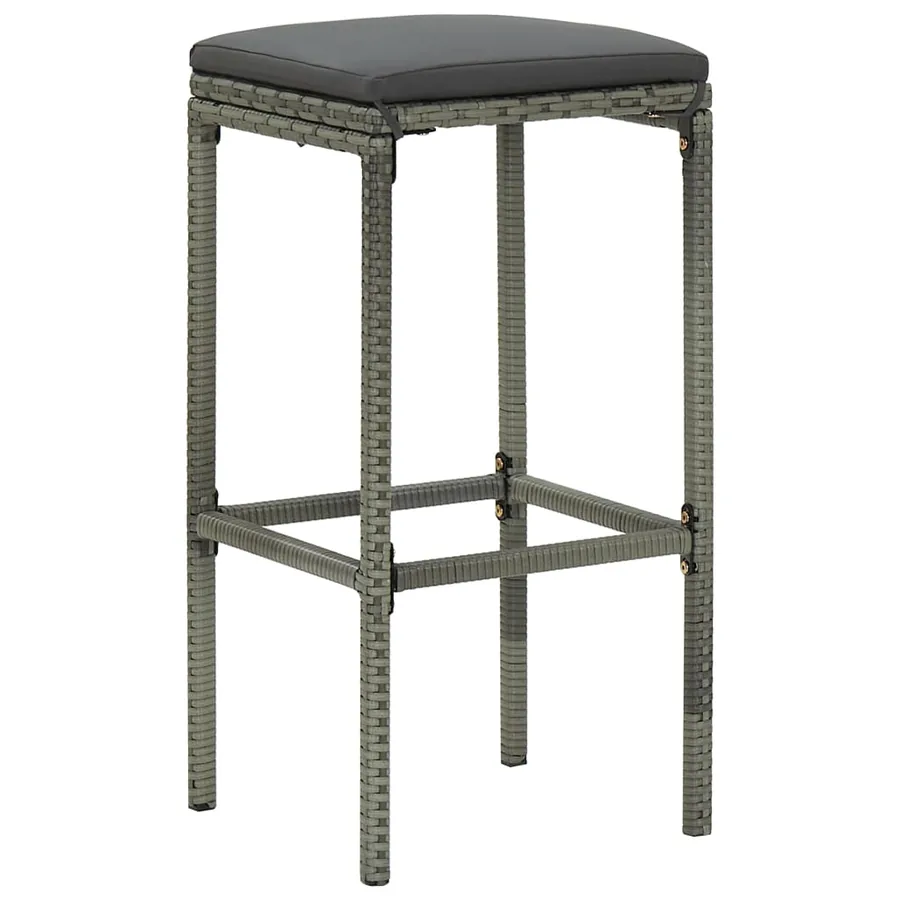Ensemble de bar de jardin 5 pcs et coussins Résine tressée Gris - 6