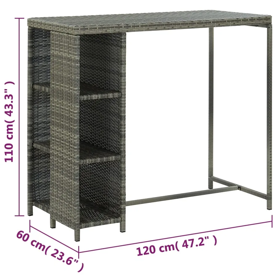 Ensemble de bar de jardin 5 pcs et coussins Résine tressée Gris - 8