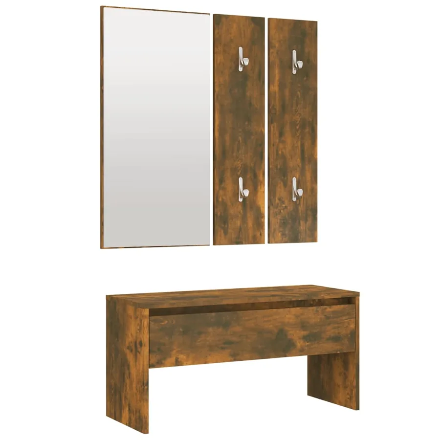 Ensemble de meubles de couloir Chêne fumé Bois d'ingénierie - 2