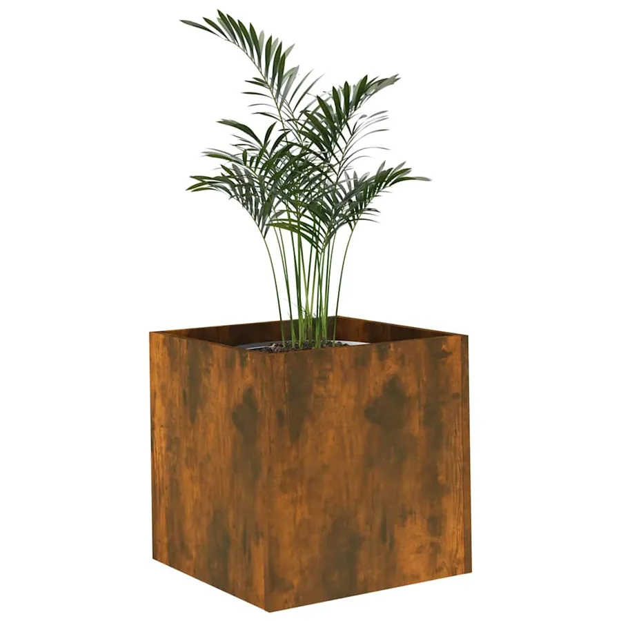 Jardinière Chêne fumé 40x40x40 cm Bois d'ingénierie - 4