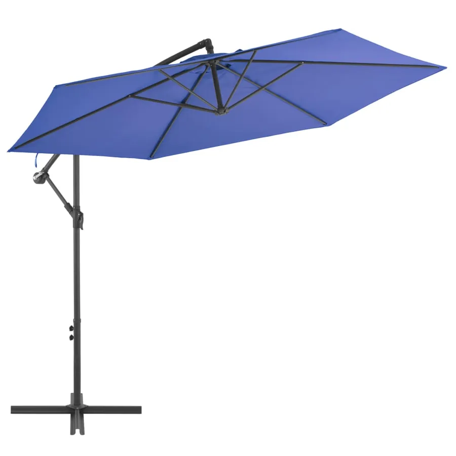 Parasol de jardin en porte-à-faux avec mât en aluminium bleu