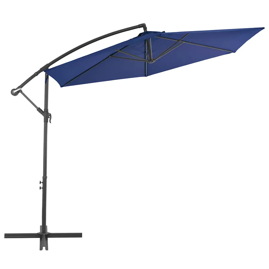Parasol de jardin en porte-à-faux avec mât en aluminium bleu - 2