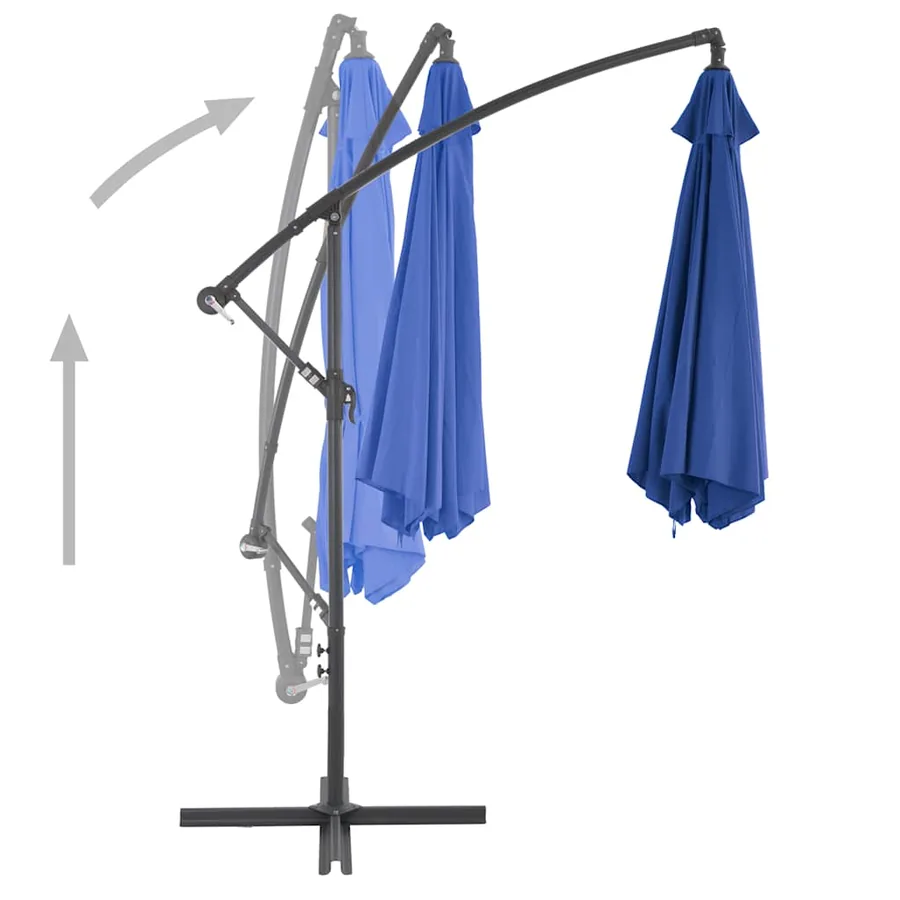 Parasol de jardin en porte-à-faux avec mât en aluminium bleu - 4