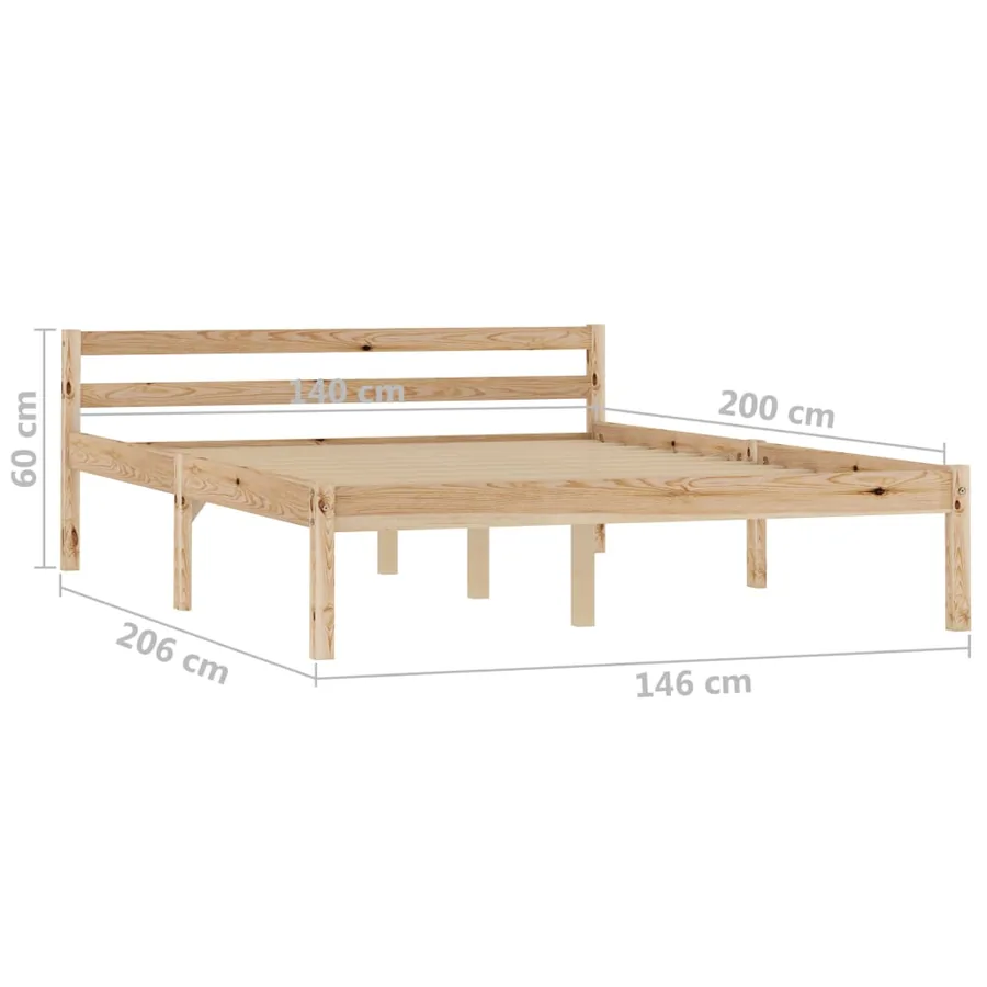 Cadre de lit sans matelas bois massif de pin 140x200 cm - 7