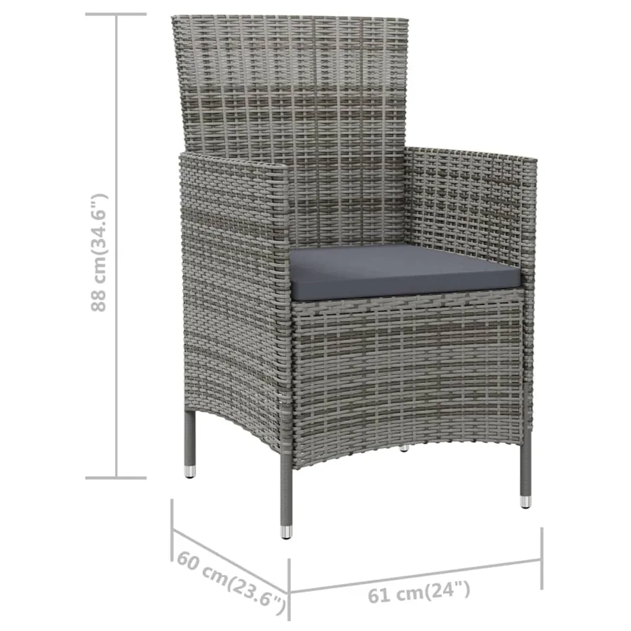 Chaises de jardin avec coussins lot de 2 Résine tressée Gris - 7