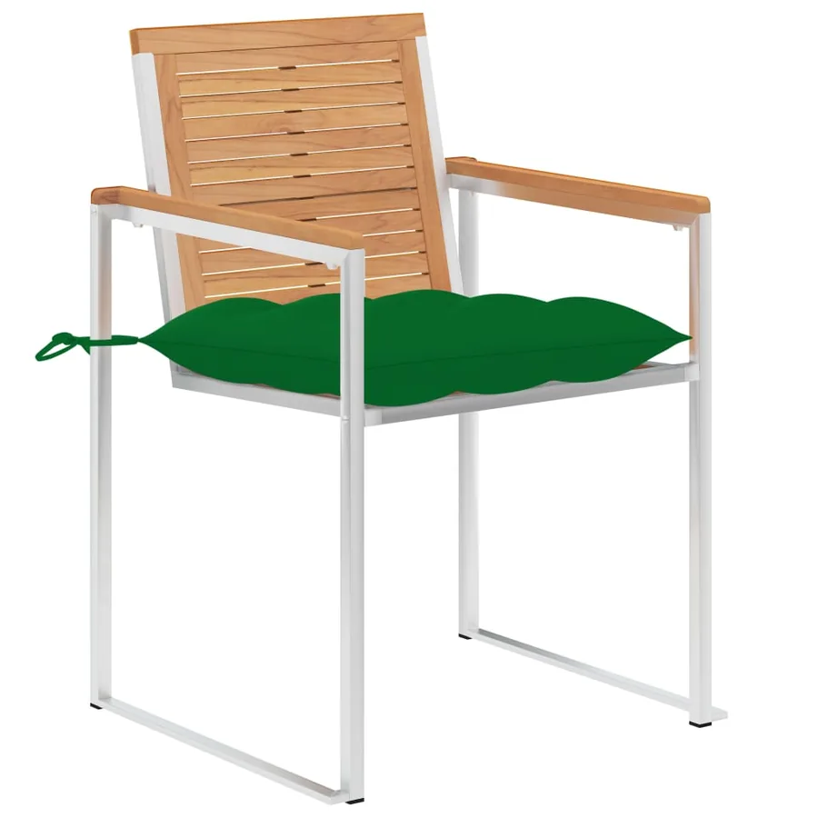 Chaises de jardin avec coussins lot de 2 Teck solide et acier - 3