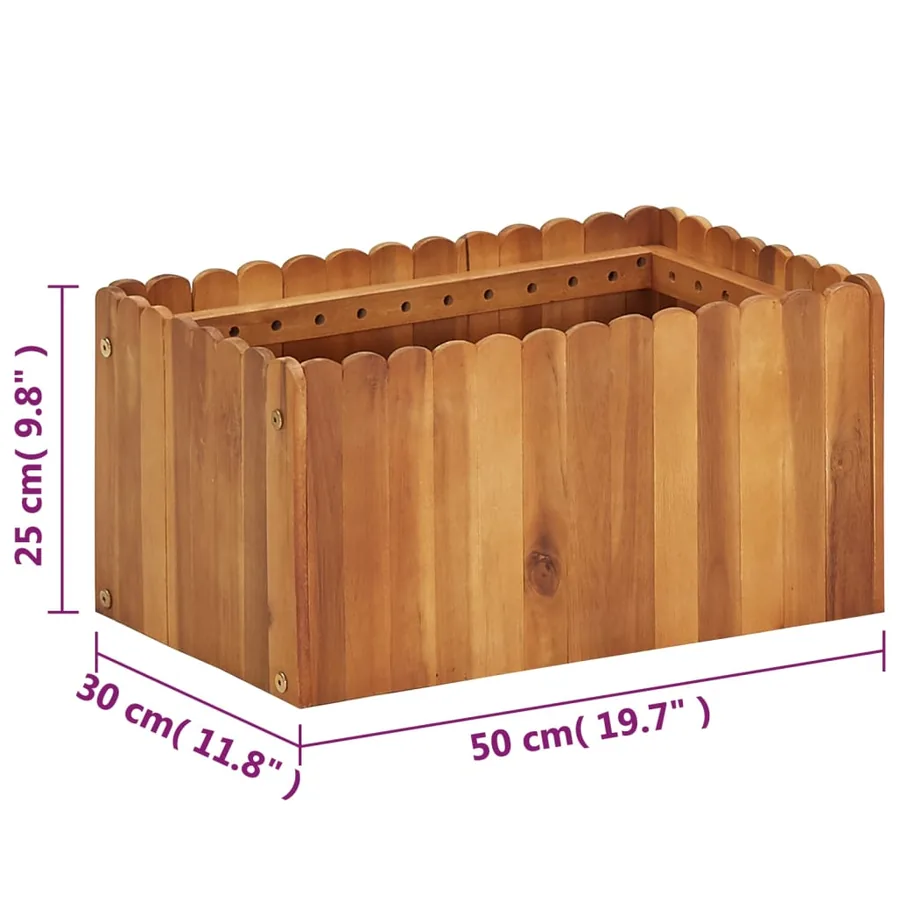 Lit surélevé de jardin 50x30x25 cm Bois massif d'acacia - 6