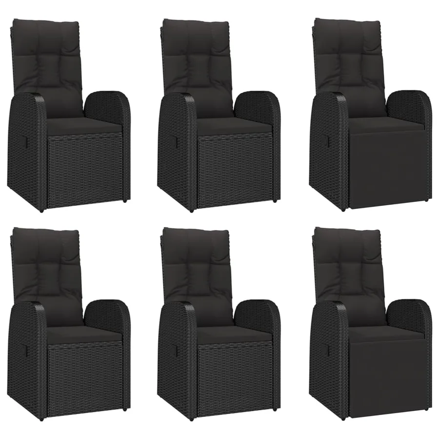 Ensemble à manger de jardin coussins 7pcs Noir Résine tressée - 4