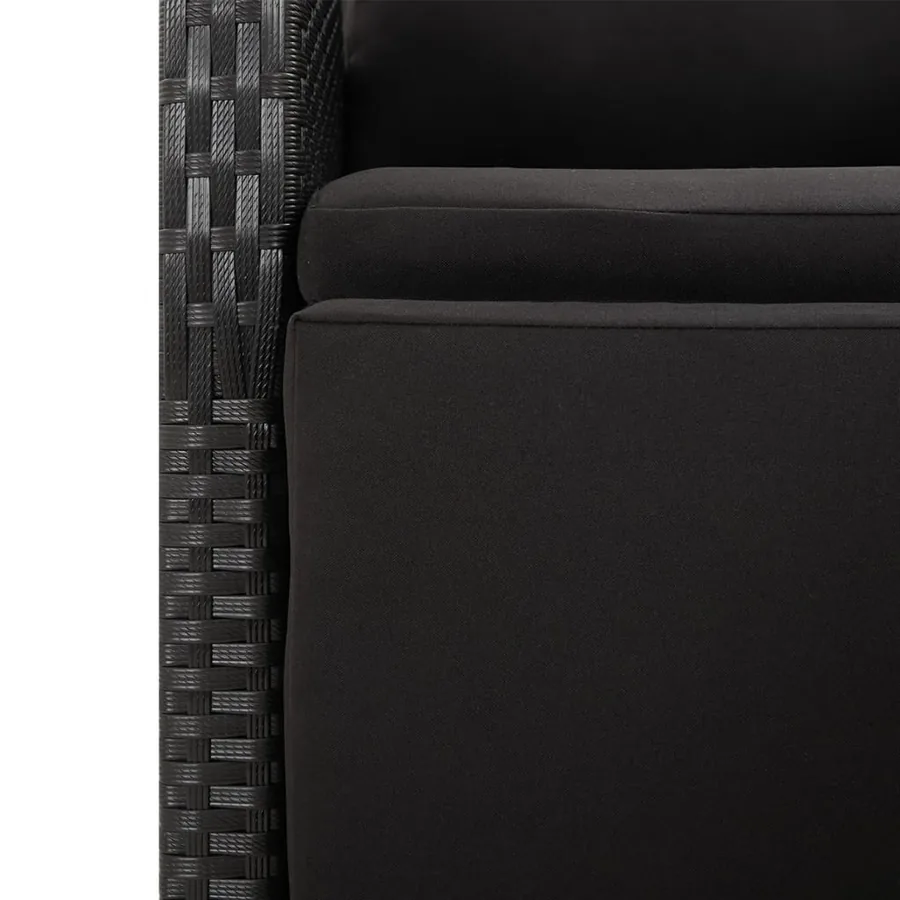 Ensemble à manger de jardin coussins 7pcs Noir Résine tressée - 8