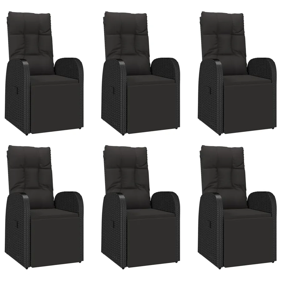 Ensemble à manger de jardin 7 pcs Noir Poly rotin et acacia - 4