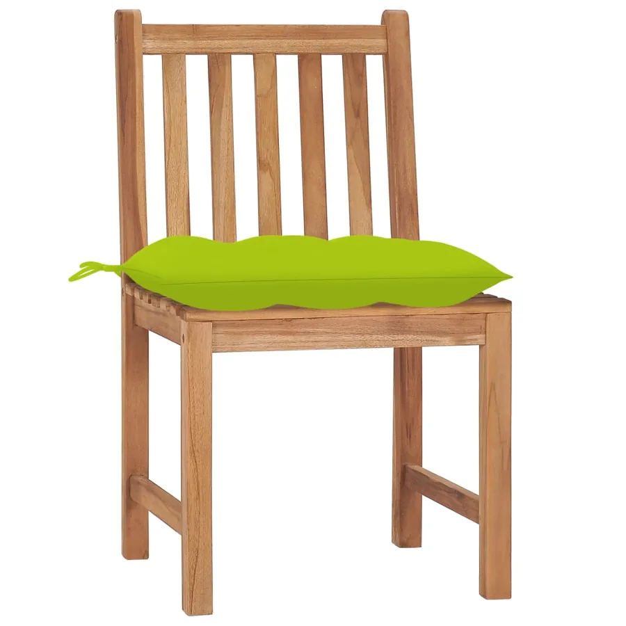 Chaises de jardin lot de 4 avec coussins Bois de teck massif - 2