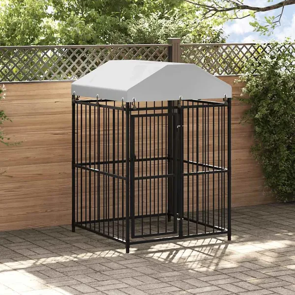Chenil extérieur avec toit pour chiens 120 x 120 x 150 cm