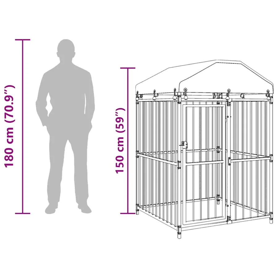 Chenil extérieur avec toit pour chiens 120 x 120 x 150 cm - 10