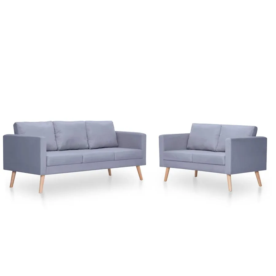 Ensemble de canapés à 2 places et à 3 places Tissu Gris clair - 2